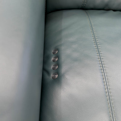 The RSHU-13250-PR Single dual motor leather theatre recliner - Green - Floor Stock available to purchase from Warehouse Furniture Clearance at our next sale event.