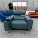 The RSHU-13250-PR Single dual motor leather theatre recliner - Green - Floor Stock available to purchase from Warehouse Furniture Clearance at our next sale event.