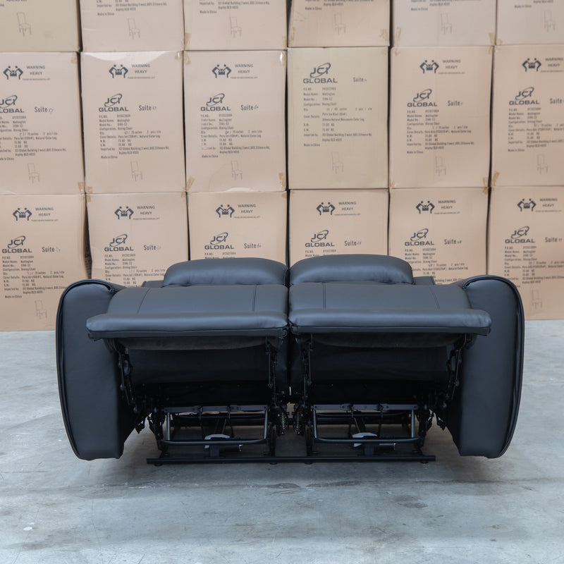 The Lauria Leather Two Seat Triple Motor Recliner Lounge with Air Massager - Black available to purchase from Warehouse Furniture Clearance at our next sale event.