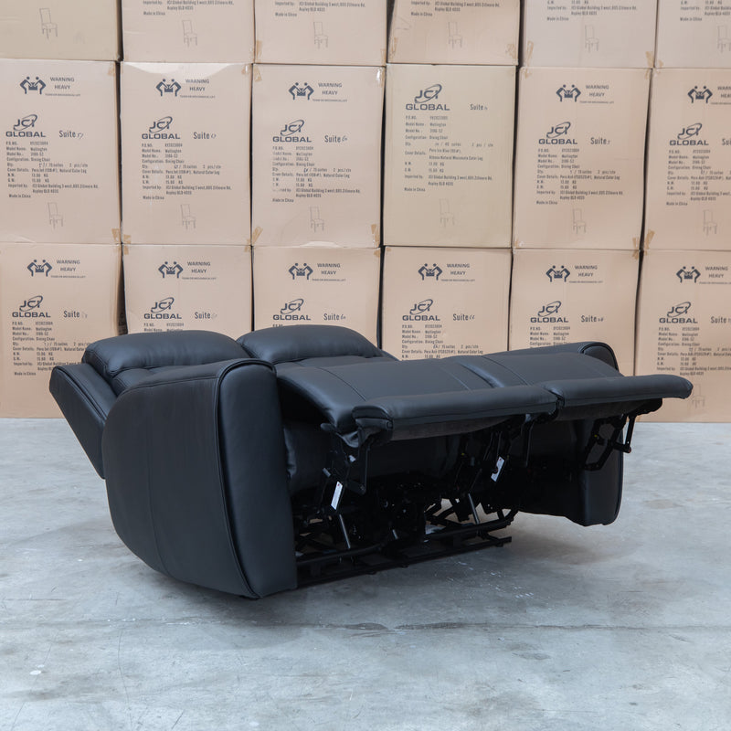 The Lauria Leather Two Seat Triple Motor Recliner Lounge with Air Massager - Black available to purchase from Warehouse Furniture Clearance at our next sale event.