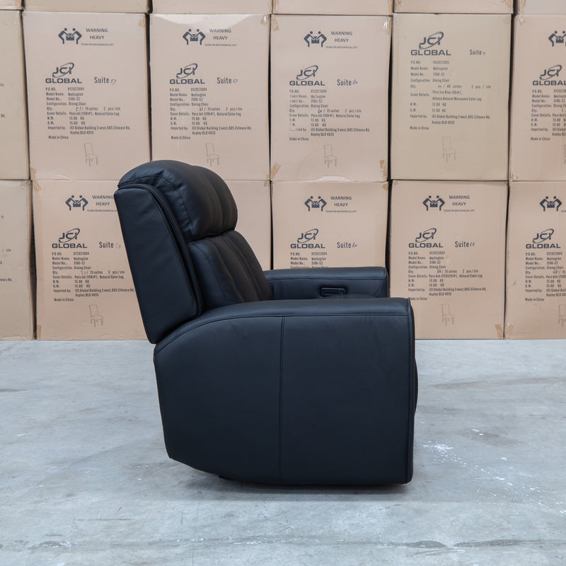 The Lauria Leather Two Seat Triple Motor Recliner Lounge with Air Massager - Black available to purchase from Warehouse Furniture Clearance at our next sale event.