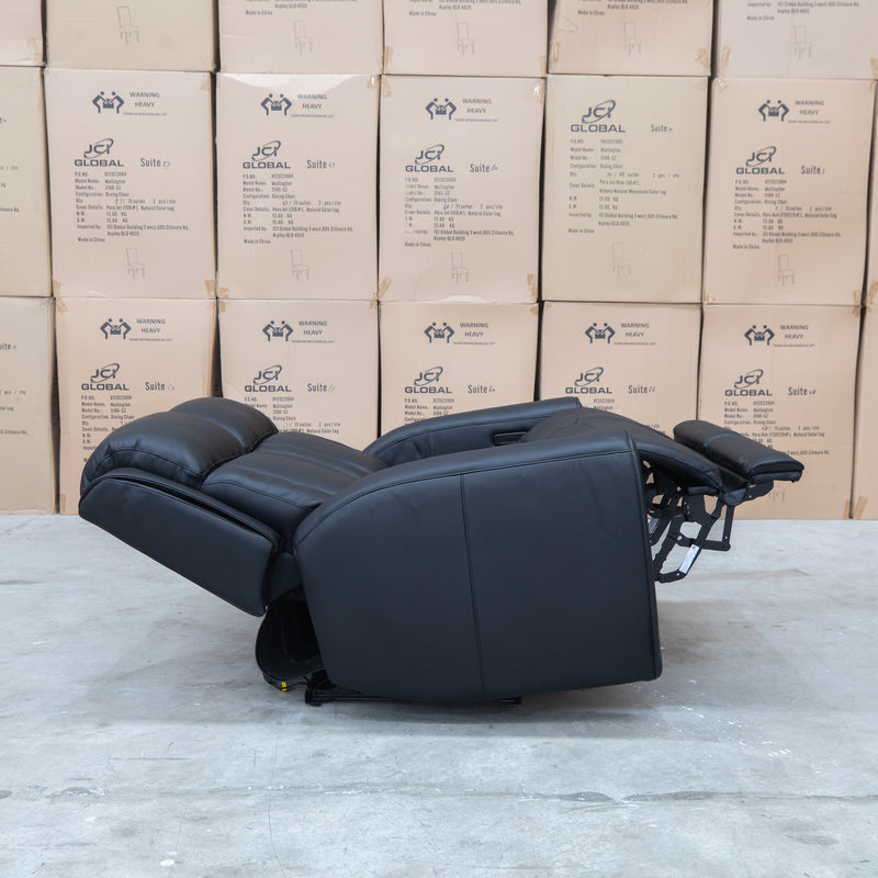 The Lauria Leather Two Seat Triple Motor Recliner Lounge with Air Massager - Black available to purchase from Warehouse Furniture Clearance at our next sale event.