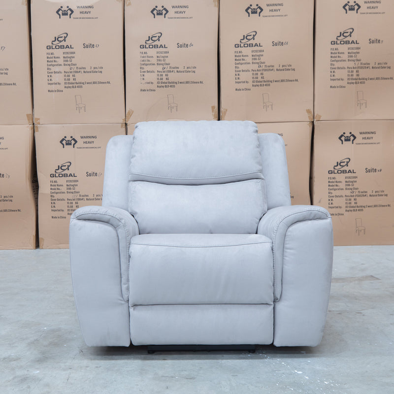 The Connor Triple Motor Electric Recliner - Light Grey available to purchase from Warehouse Furniture Clearance at our next sale event.