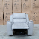 The Connor Triple Motor Electric Recliner - Light Grey available to purchase from Warehouse Furniture Clearance at our next sale event.
