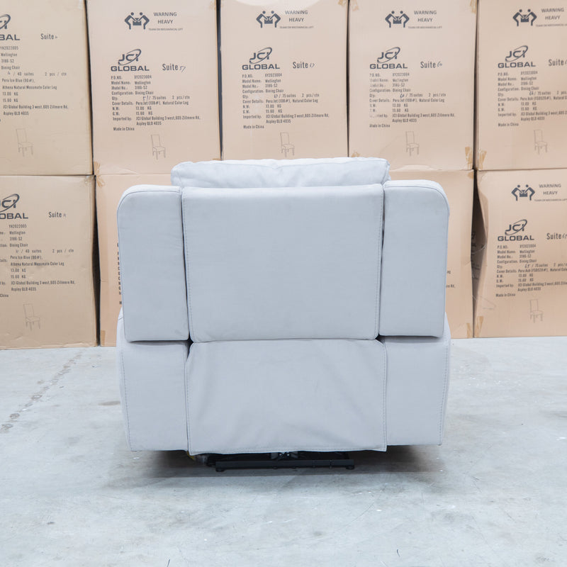 The Connor Triple Motor Electric Recliner - Light Grey available to purchase from Warehouse Furniture Clearance at our next sale event.