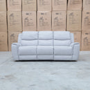 The Connor Three Seat Single Motor Electric Recliner Lounge - Light Grey available to purchase from Warehouse Furniture Clearance at our next sale event.