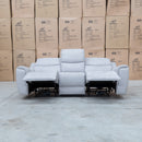 The Connor Three Seat Single Motor Electric Recliner Lounge - Light Grey available to purchase from Warehouse Furniture Clearance at our next sale event.