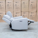 The Connor Three Seat Single Motor Electric Recliner Lounge - Light Grey available to purchase from Warehouse Furniture Clearance at our next sale event.