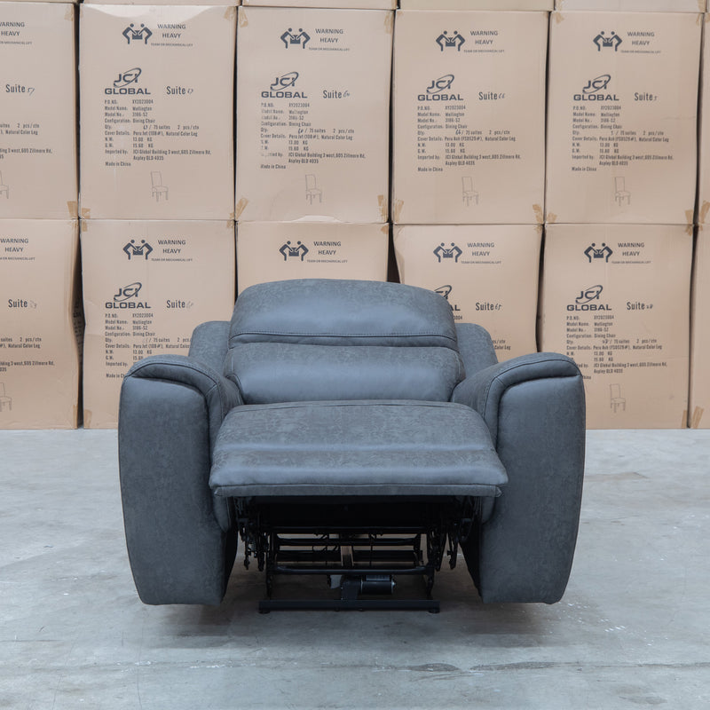The Connor Triple Motor Electric Recliner - Graphite available to purchase from Warehouse Furniture Clearance at our next sale event.