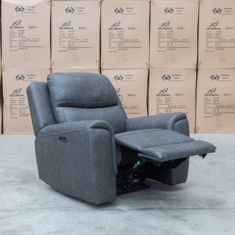 The Connor Triple Motor Electric Recliner - Graphite available to purchase from Warehouse Furniture Clearance at our next sale event.