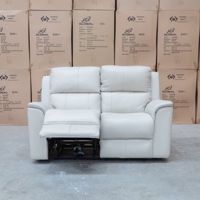 The Seattle Leather Two Seat Triple Motor Recliner Lounge - Beige available to purchase from Warehouse Furniture Clearance at our next sale event.