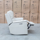 The Seattle Leather Two Seat Triple Motor Recliner Lounge - Beige available to purchase from Warehouse Furniture Clearance at our next sale event.