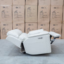 The Seattle Leather Two Seat Triple Motor Recliner Lounge - Beige available to purchase from Warehouse Furniture Clearance at our next sale event.
