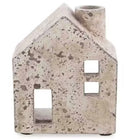 Rectangular Cement House Candle Holder with Chimney Medium  -  Raw Natural  - CF252 - Available In-Store Only