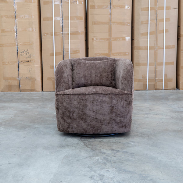 The Regis Swivel Chair - Chocolate - PRE ORDER Available After 5th November available to purchase from Warehouse Furniture Clearance at our next sale event.