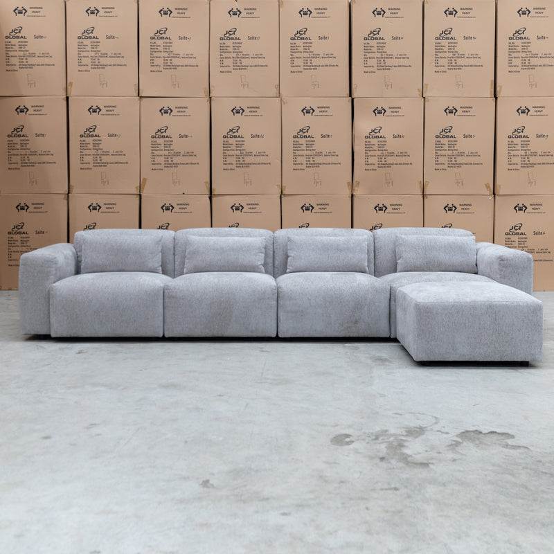 The Rome Four Seater Lounge with Ottoman - Slate available to purchase from Warehouse Furniture Clearance at our next sale event.