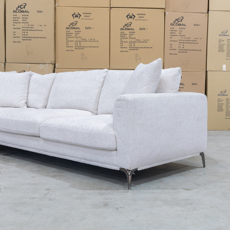 The Rosemount Feather & Foam Corner Lounge - Pearl available to purchase from Warehouse Furniture Clearance at our next sale event.