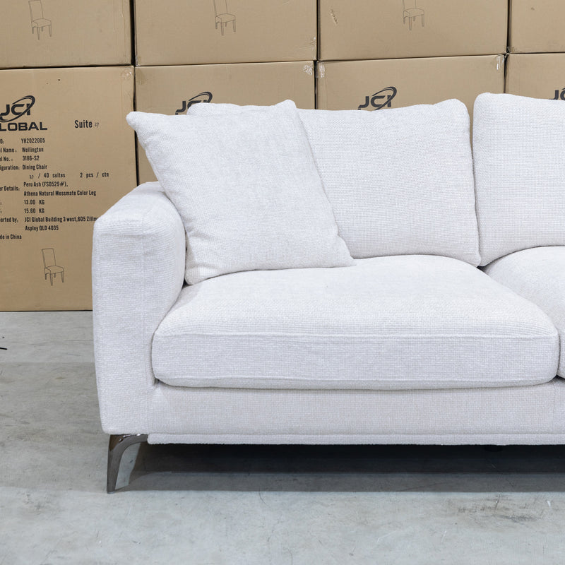 The Rosemount Feather & Foam Corner Lounge - Pearl available to purchase from Warehouse Furniture Clearance at our next sale event.