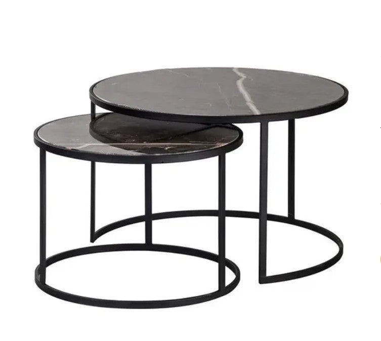 The S/2 Coffee Table W/Black Marble Top - Black - FE43 - Available In-Store Only available to purchase from Warehouse Furniture Clearance at our next sale event.