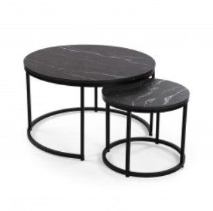 The S/2 Coffee Table W/Black Marble Top - Black - FE43 - Available In-Store Only available to purchase from Warehouse Furniture Clearance at our next sale event.