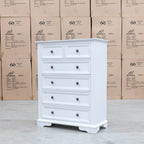 The Sala 6 Drawer Hardwood Tallboy - PRE ORDER Available After 13th November available to purchase from Warehouse Furniture Clearance at our next sale event.