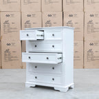 The Sala 6 Drawer Hardwood Tallboy - PRE ORDER Available After 13th November available to purchase from Warehouse Furniture Clearance at our next sale event.