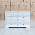 The Sala 8 Drawer Hardwood Dresser - PRE ORDER Available After 13th November available to purchase from Warehouse Furniture Clearance at our next sale event.