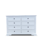 The Sala 8 Drawer Hardwood Dresser available to purchase from Warehouse Furniture Clearance at our next sale event.