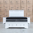 The Sala Hardwood King Storage Bed available to purchase from Warehouse Furniture Clearance at our next sale event.