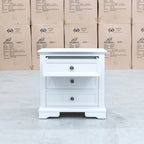 The Sala 3 Drawer Hardwood Bedside - PRE ORDER Available After 13th November available to purchase from Warehouse Furniture Clearance at our next sale event.