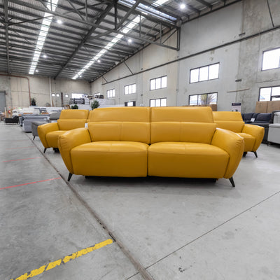 The RS-B0413 2.5 Seat Electric Recliner - Yellow - Floor Stock available to purchase from Warehouse Furniture Clearance at our next sale event.