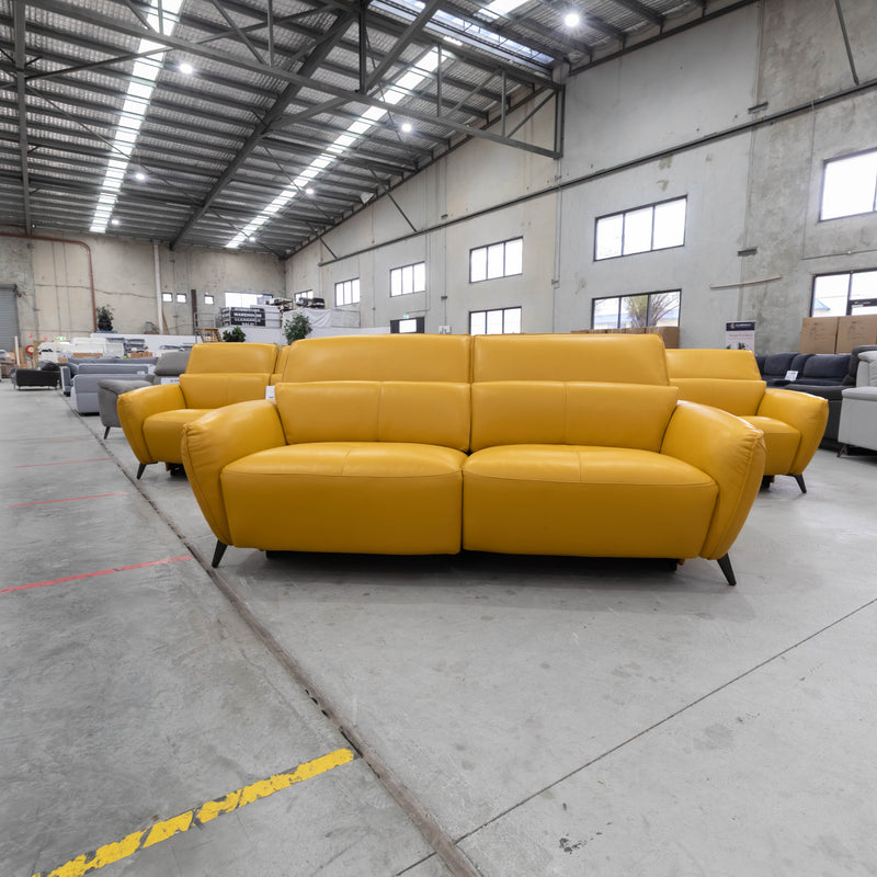 The RS-B0413 2.5 Seat Electric Recliner - Yellow - Floor Stock available to purchase from Warehouse Furniture Clearance at our next sale event.