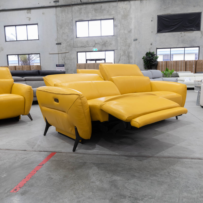 The RS-B0413 2.5 Seat Electric Recliner - Yellow - Floor Stock available to purchase from Warehouse Furniture Clearance at our next sale event.