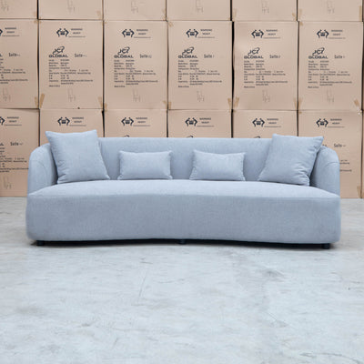 The Santorini Curved Three Seat Sofa - Lance Silver available to purchase from Warehouse Furniture Clearance at our next sale event.