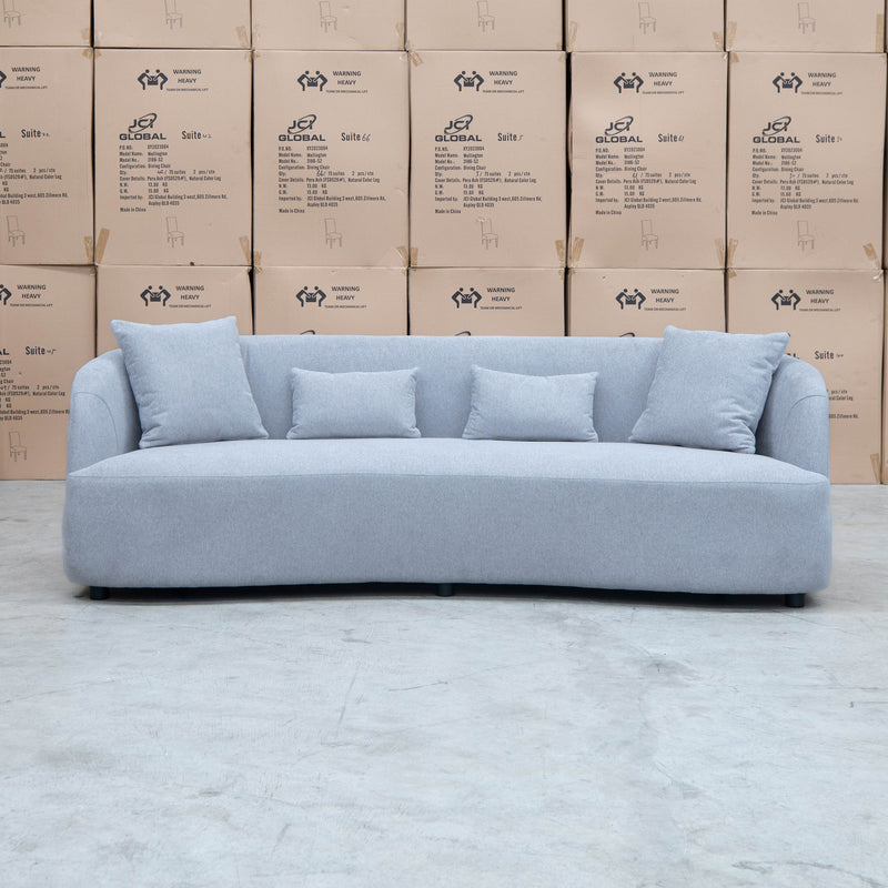 The Santorini Curved Three Seat Sofa - Lance Silver - Available After 12th November available to purchase from Warehouse Furniture Clearance at our next sale event.