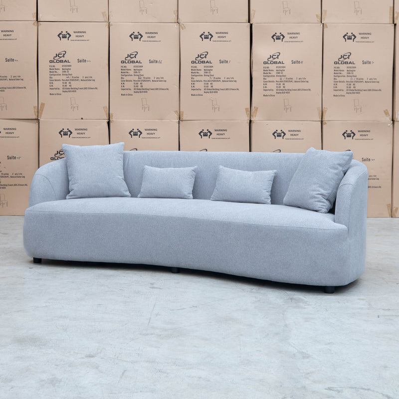 The Santorini Curved Three Seat Sofa - Lance Silver - Available After 12th November available to purchase from Warehouse Furniture Clearance at our next sale event.