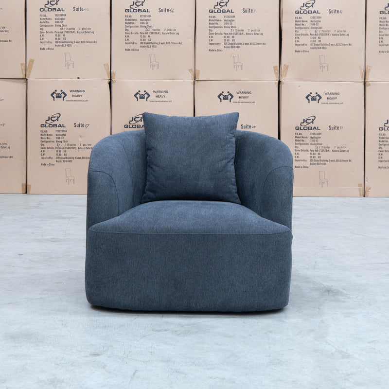 The Santorini Curved Arm Chair - Lance Charcoal available to purchase from Warehouse Furniture Clearance at our next sale event.