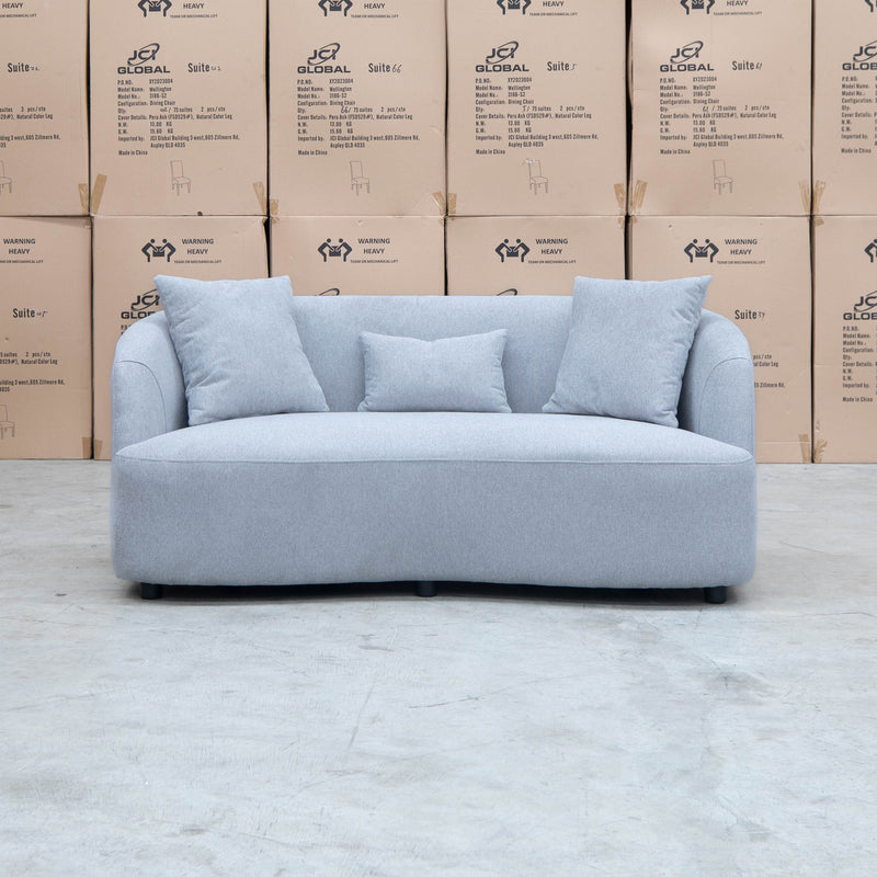 The Santorini Curved Two Seat Sofa - Lance Silver available to purchase from Warehouse Furniture Clearance at our next sale event.