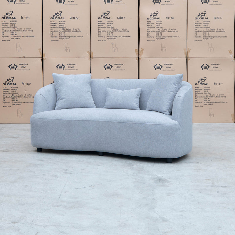 The Santorini Curved Two Seat Sofa - Lance Silver available to purchase from Warehouse Furniture Clearance at our next sale event.