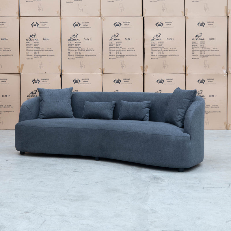 The Santorini Curved Three Seat Sofa - Lance Charcoal available to purchase from Warehouse Furniture Clearance at our next sale event.