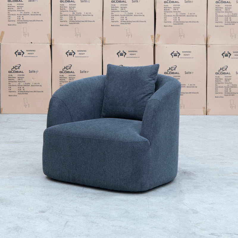 The Santorini Curved Arm Chair - Lance Charcoal - Available After 12th November available to purchase from Warehouse Furniture Clearance at our next sale event.