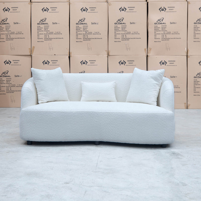 The Santorini Two Seat Sofa - Boucle Ivory available to purchase from Warehouse Furniture Clearance at our next sale event.