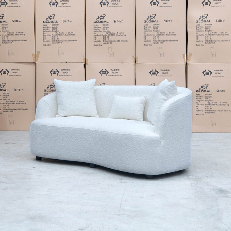 The Santorini Two Seat Sofa - Boucle Ivory available to purchase from Warehouse Furniture Clearance at our next sale event.