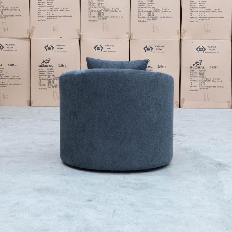 The Santorini Curved Arm Chair - Lance Charcoal available to purchase from Warehouse Furniture Clearance at our next sale event.