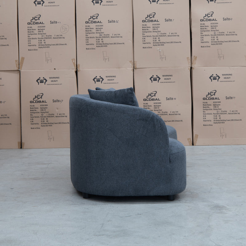 The Santorini Curved Chaise Sofa - Lance Charcoal available to purchase from Warehouse Furniture Clearance at our next sale event.