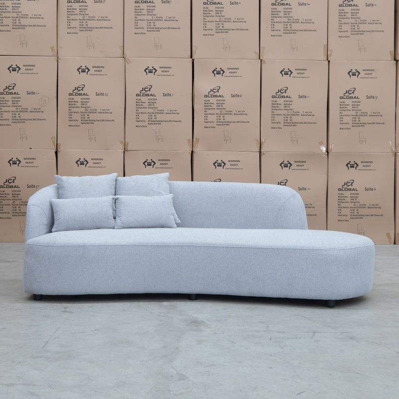 The Santorini Curved Chaise Sofa - Lance Silver - Available After 12th November available to purchase from Warehouse Furniture Clearance at our next sale event.