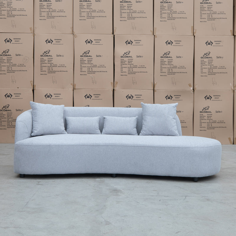 The Santorini Curved Chaise Sofa - Lance Silver - Available After 12th November available to purchase from Warehouse Furniture Clearance at our next sale event.