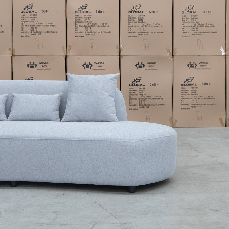 The Santorini Curved Chaise Sofa - Lance Silver available to purchase from Warehouse Furniture Clearance at our next sale event.