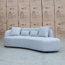 The Santorini Curved Chaise Sofa - Lance Silver available to purchase from Warehouse Furniture Clearance at our next sale event.
