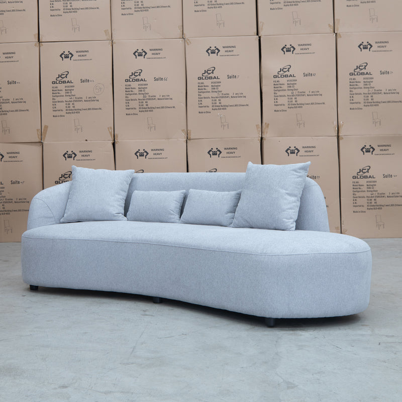 The Santorini Curved Chaise Sofa - Lance Silver available to purchase from Warehouse Furniture Clearance at our next sale event.